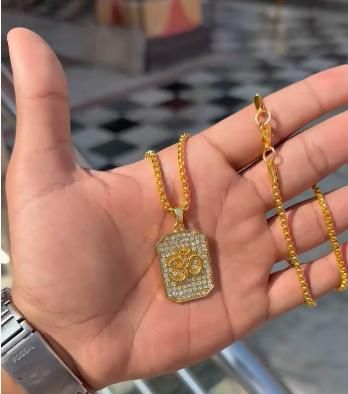 Gold Plated Om Diamond Pendant and Chain - Greatthinks
